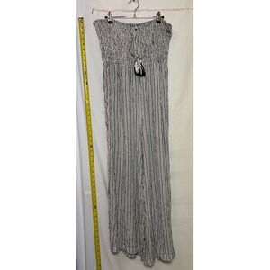 Peaches & Boho Striped‎ Smocked Strapless Wide Leg Jumpsuit Women's XL